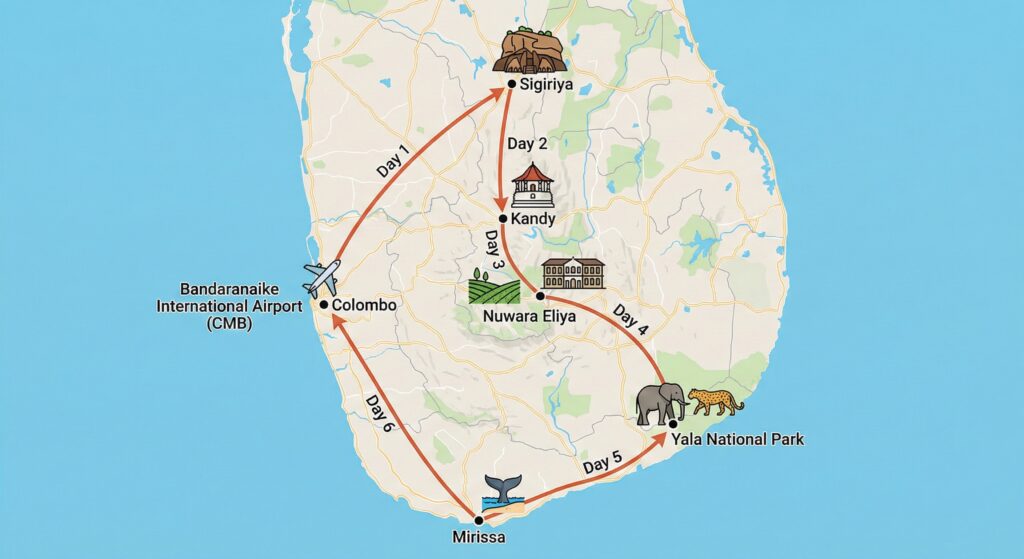 タクシーチャーターを活用したスリランカ国内5泊6日の充実プラン