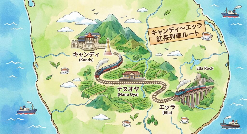 キャンディからエッラまでの紅茶列車の区間