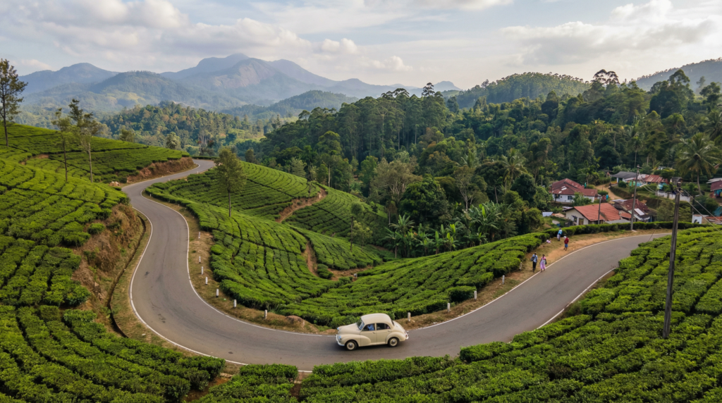 スリランカの美しい茶畑地帯。こうした地方への移動にはUBERは対応していない