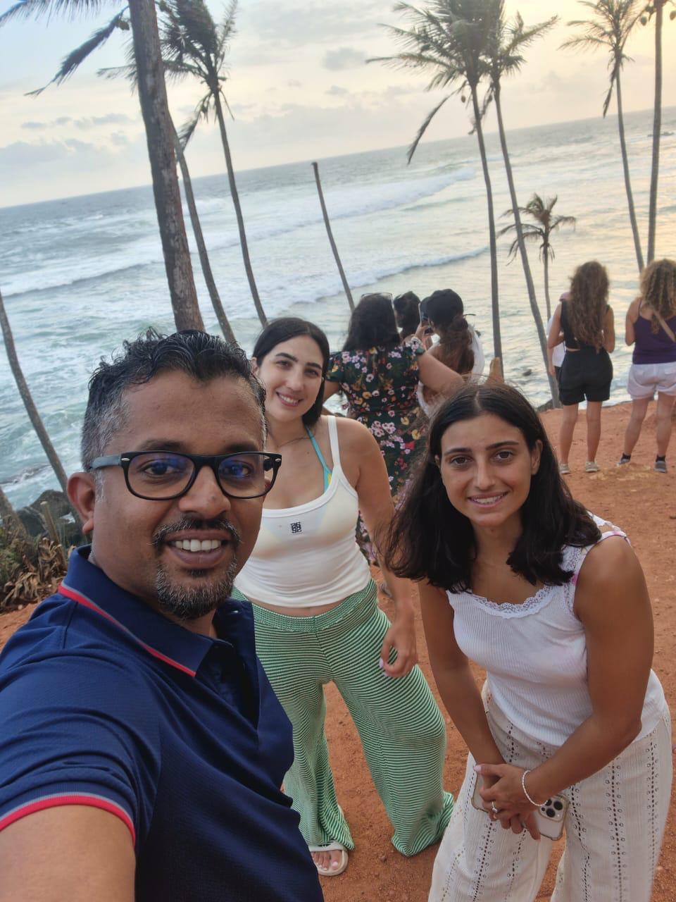 Mirissa beach viewpoint with LankaRide driver during a two week Sri Lanka itinerary